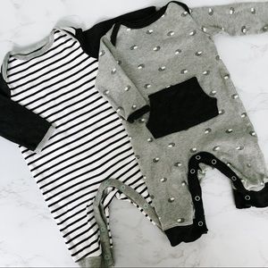 Cloud Island Hedgehog + Stripe Jumpsuit Set